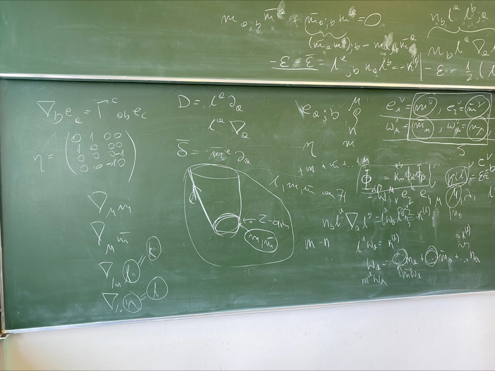 calculations made by Dr. Dobkowski-Ryłko a blackboard written in chalk