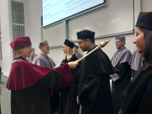 The Vice-Rector hands the diploma to Dr Sumit Rout